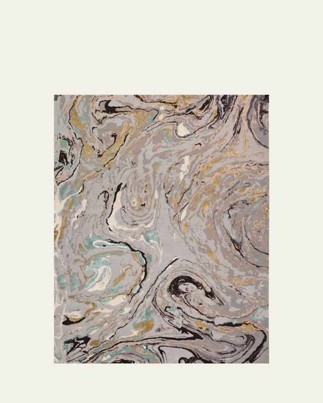 Marble Hand-Knotted Rug, 6' x 9'